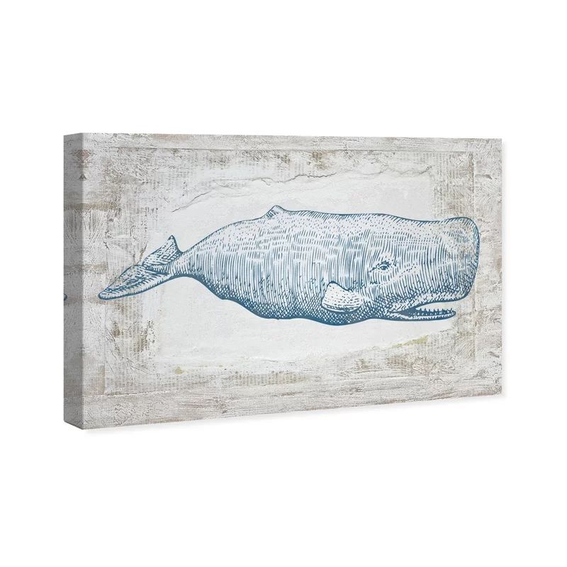 'Blue Whale Nautical Art' Wrapped Canvas Print | Wayfair North America