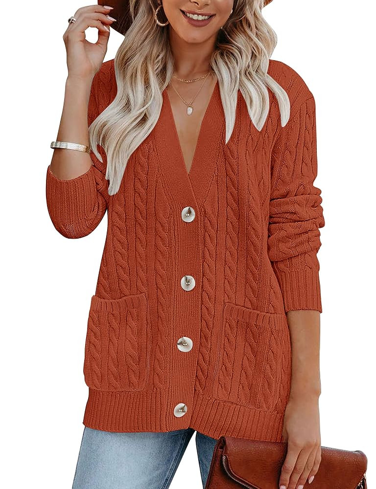 MEROKEETY Women's 2025 Fall Cable Knit Cardigan Sweater Chunky Button Up, Amazon Fashion ... | Amazon (US)