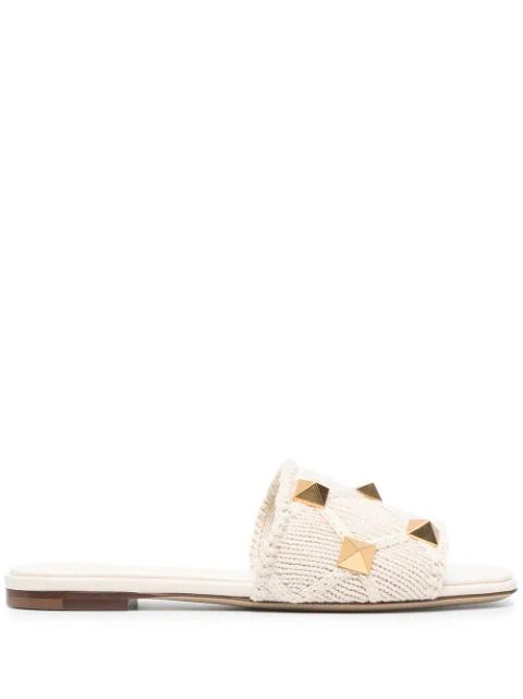 Rockstud woven slides | Farfetch (US)