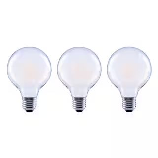 60-Watt Equivalent G25 Globe Dimmable ENERGY STAR Filament LED Frosted Vintage Light Bulb Soft Wh... | The Home Depot