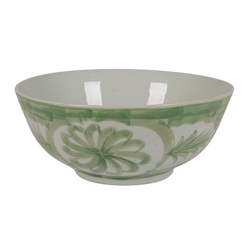 Creative Co-Op Hand-Painted Stoneware Bowl with Water Color Floral Design, Green | Amazon (US)