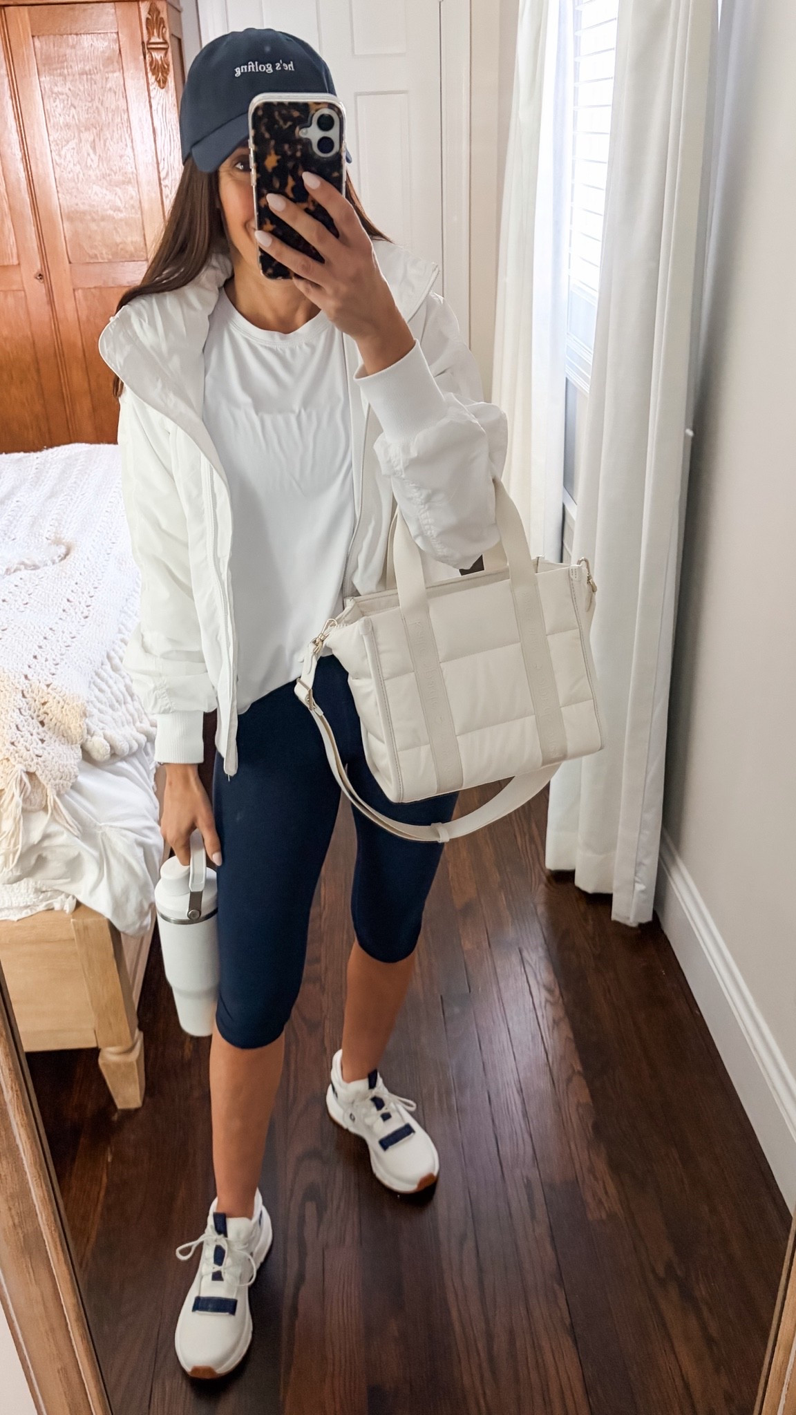 Navy and white workout outfit.  These new On Cloud sneakers have navy blue accents.  I got so many compliments at the gym today on them.

#LTKfitnessgoals #LTKOver40 #LTKPetite