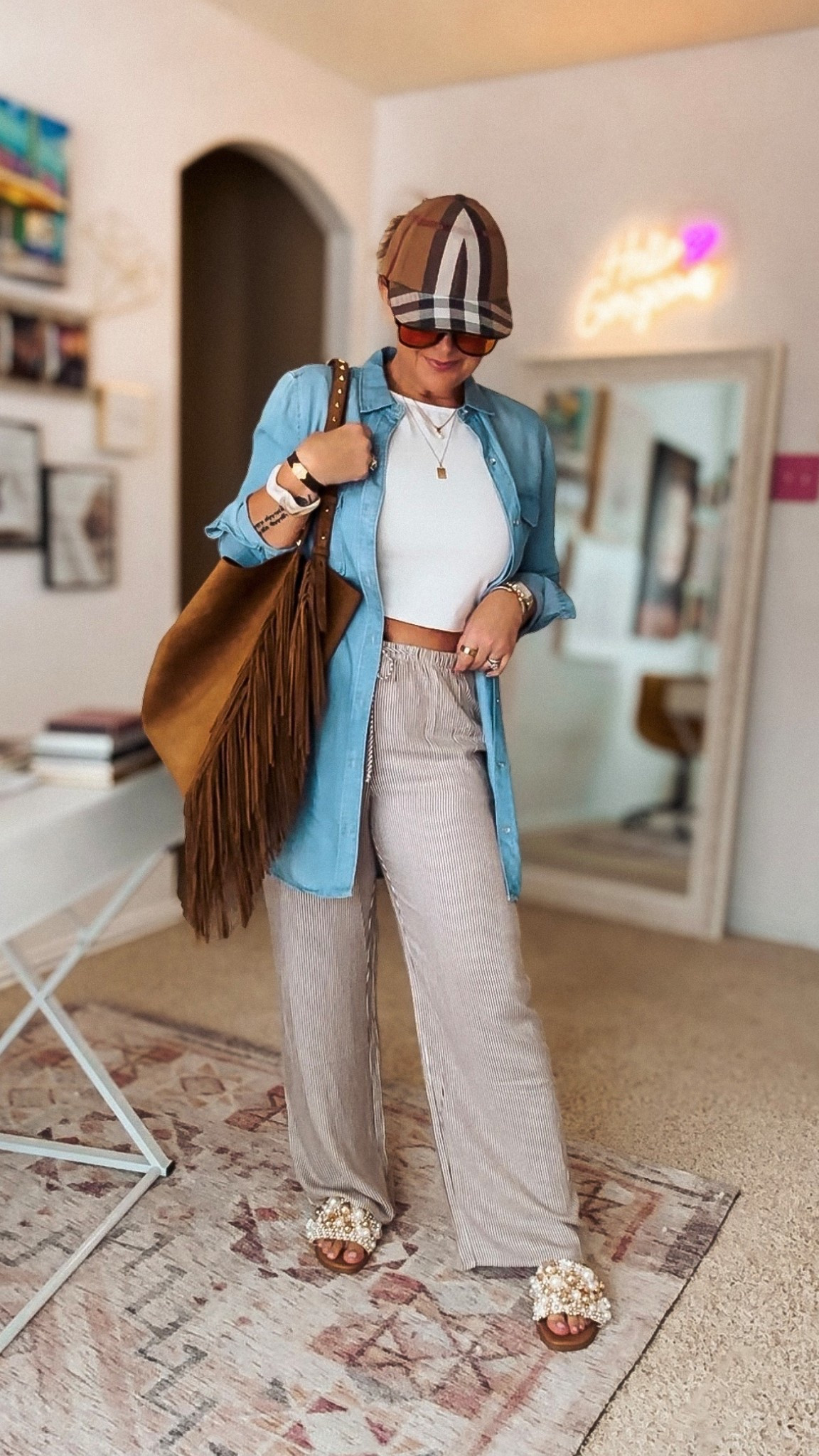 Tuesday OOTD 🩵🤍🤎 

#LTKOver40 #LTKootd