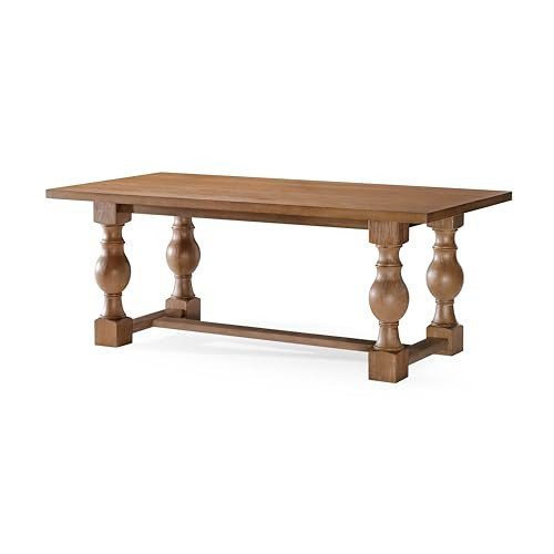 Maven Lane Leon Traditional Rectangle Wooden Dining Table for Modern Home Kitchen or Large Dinette in Rustic Antiqued Natural Finish | Amazon (US)