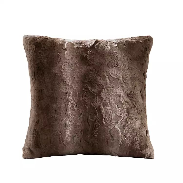 Natural Brown Textured Faux Fur Pillow | Kirkland's Home