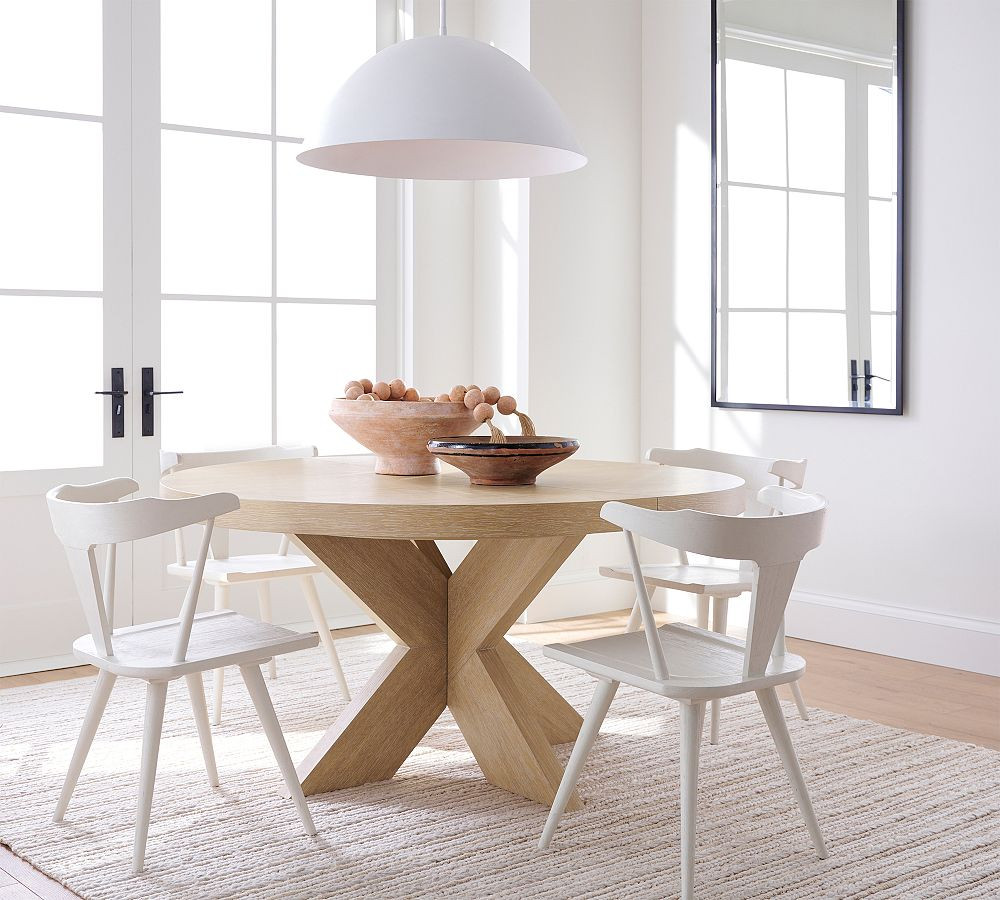 Modern Farmhouse Round Pedestal Extending Dining Table (60"-78") | Pottery Barn (US)