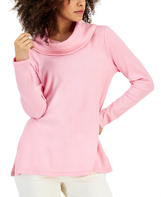 Karen Scott Women's Mini Waffle Cowlneck top, Created for Macy's & Reviews - Tops - Women - Macy'... | Macys (US)
