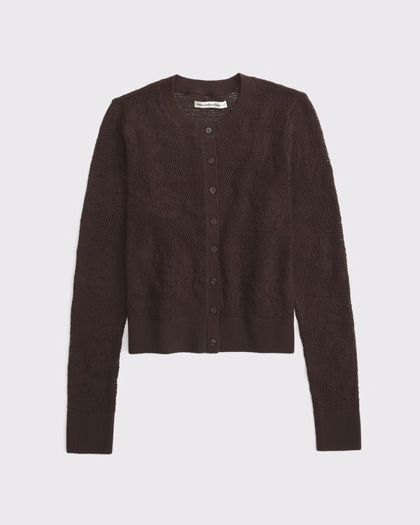 Women's Floral Open-Stitch Cardigan | Women's Tops | Abercrombie.com | Abercrombie & Fitch (US)