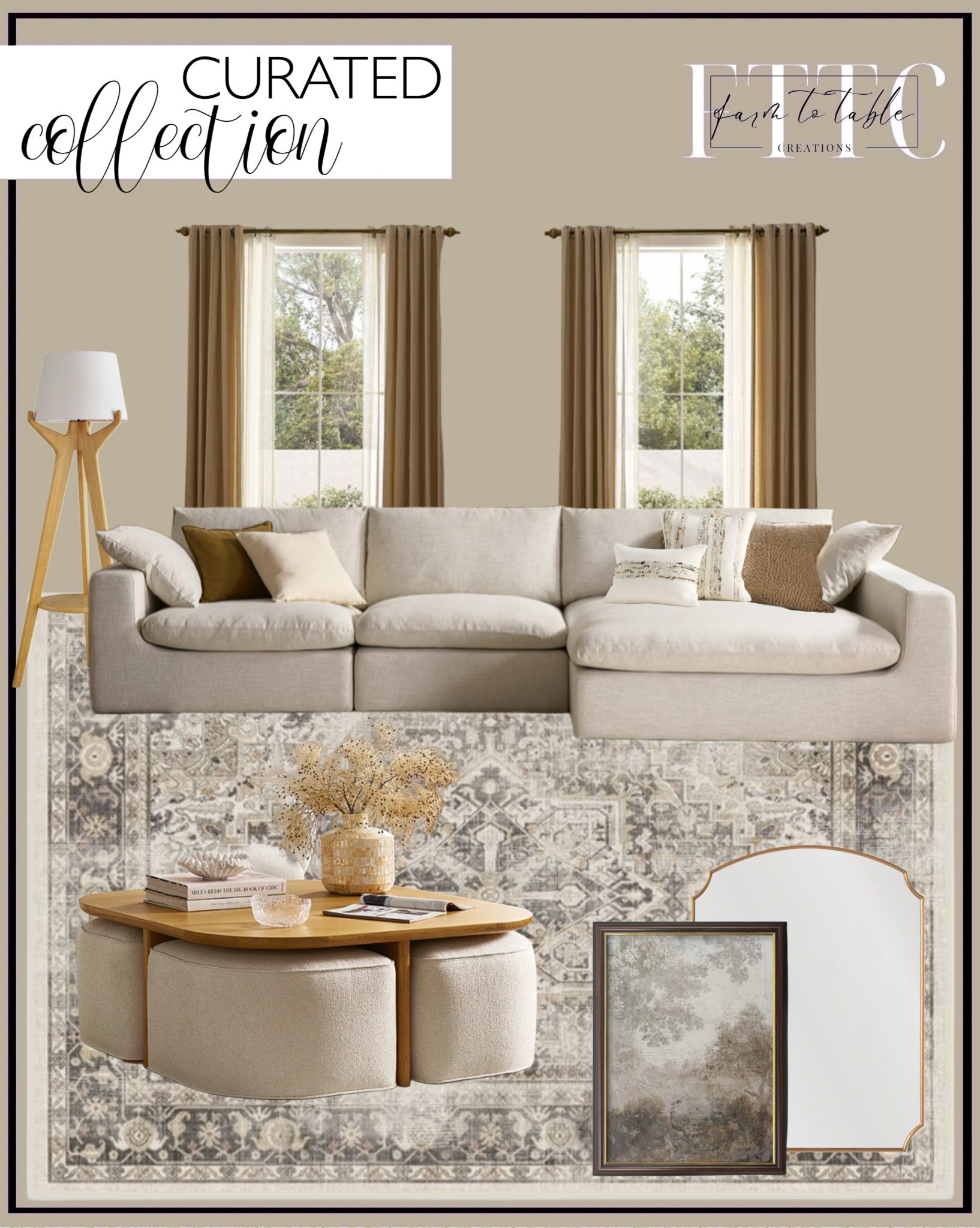 Curated Collection. Follow @farmtotablecreations on Instagram for more inspiration.

Use Code FTTC50 for an additional discount on Castlery products. 

Gaius Area Rug. Hugg Nesting Square Coffee Table. Aria Wall Mirror. Tripod floor lamp. Decorative Vase. Dawson Wide Chaise Sectional Sofa. Dried Baby’s Breath. Marble Ruffle Bowl. Glass Bowl. Decorative Books. Sun Zero Room Darkening Seymour Grommet Curtain Panel. Curtain Rod. Light Grey 20"x20" Organic Laundered Linen Throw Pillow Cover. Maple Brown Pillow Cover. Bozeman Wool Blend 23"x23" Arctic Ivory Throw Pillow Cover. Sashiko Organic Cotton Velvet 20"x20" Travertine Beige Throw Pillow Cover. 

Living Room | Dining Room | Dining Room Artwork | Bathroom Finds | Bedroom Finds | Bedroom Furniture | nightstands | Home Decor| Fireplace Decor | Spring Refresh |  Bedroom Finds | Neutral Stems | Spring Stems | Bookshelf Decor | Bedroom Space | Cozy Corner | Bathroom | Curated Entryway | Spring  Decor | End of Year Clearance | Trending Decor | Viral Decor | Amazon Holiday | Bedroom corner | Coffee Table Decor | Neutral Decor | Fall Stem Sale | Target Finds | Skinny Bench | Bedroom | Living Room | Breakfast Nook | Amazon Home | Target Sale | Loloi Rugs | Magnolia Home | console table | console table styling | faux stems | entryway space | front porch decor | neutral decor | entryway decor | cozy home | affordable decor |  home decor | home inspiration | console styling | entryway rug | cozy moody home | moody home decor | neutral home | bathroom decor | living room | spring decor | Hearth & Hand | Studio McGee | 2025 Home Trends | trending home 


#LTKSaleAlert #LTKFindsUnder50 #LTKHome