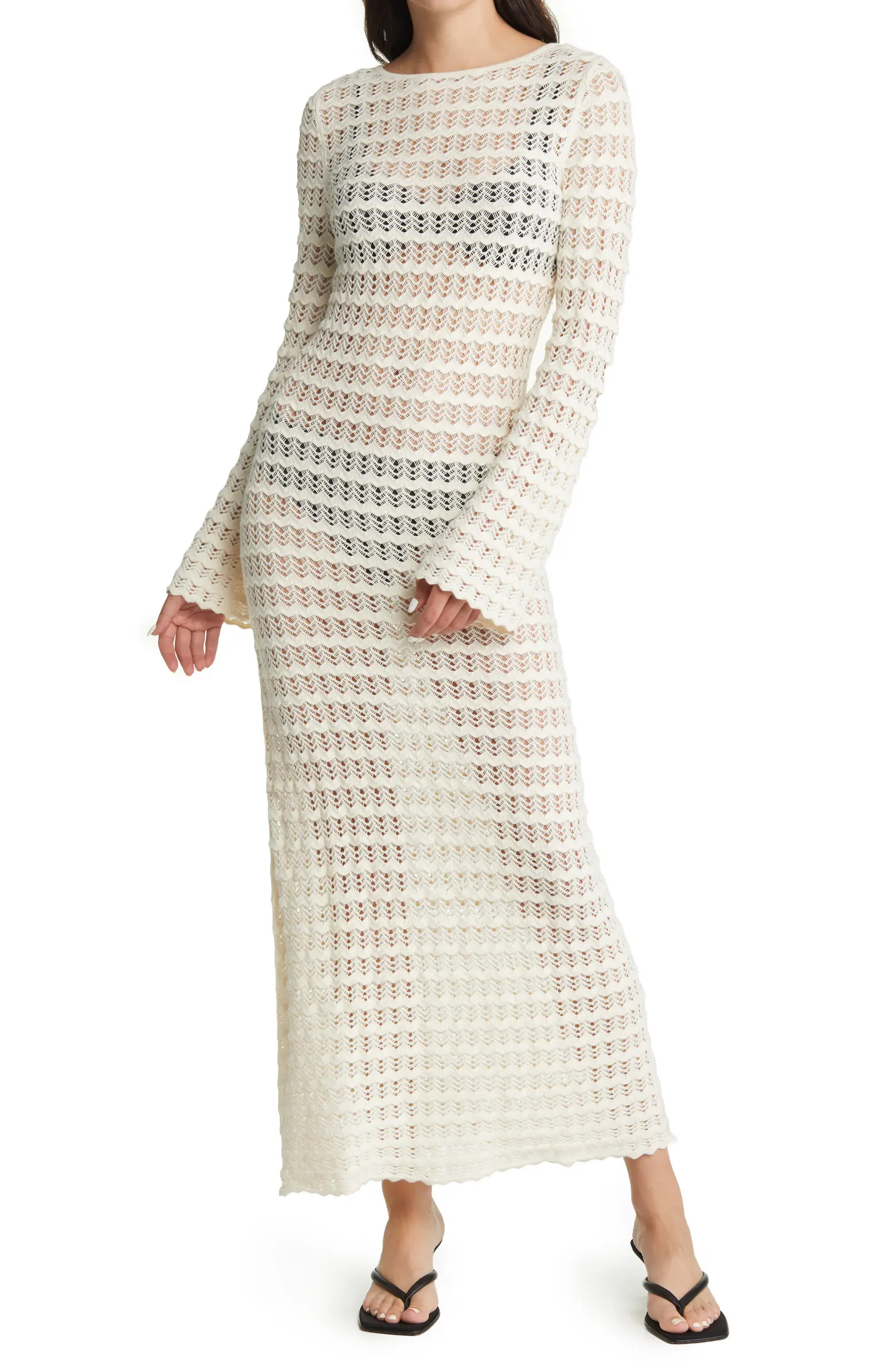 & Other Stories Long Sleeve Pointelle Sweater Dress | Nordstrom | Nordstrom
