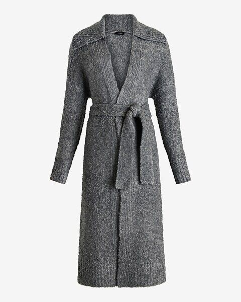 Boucle Oversized Collar Belted Duster Cardigan | Express