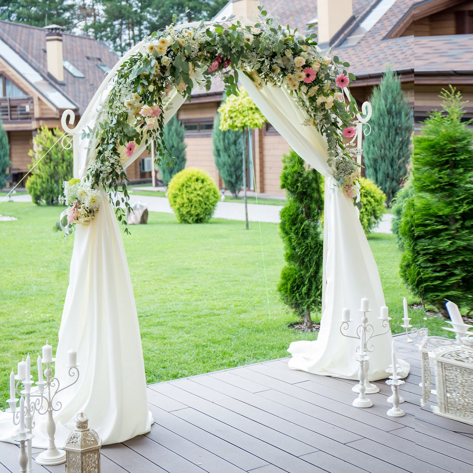 Large Wedding Arch Backdrop Stand Metal Arch Frame in White | Wayfair North America