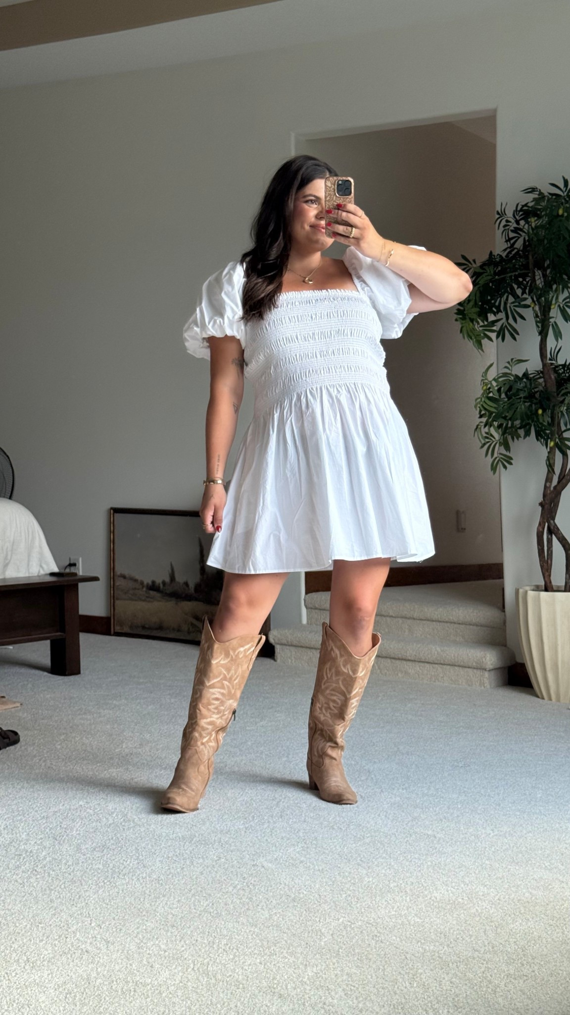 Casual fall outfit- would be cute for family photos or a concert! Wearing size XL in this flowy white dress, love the puff sleeve! Would be cute for a bridal shower too
#Teacher #Midsize #Fall #FamilyPhotos #Concert #Maternity #Pregnancy

#LTKSeasonal #LTKMidsize #LTKStyleTip