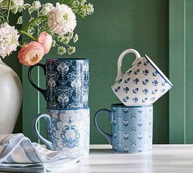 Kravet Garden Mugs - Mixed Set of 4 | Pottery Barn (US)