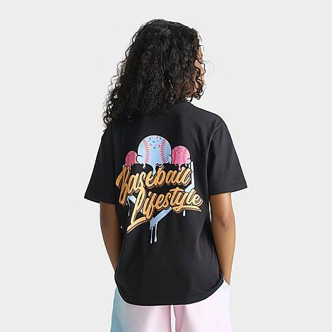 Baseball Lifestyle 101 Big Kids Ice Cream T-Shirt in Black/Teal/Pink Size: Small | Finish Line (US)