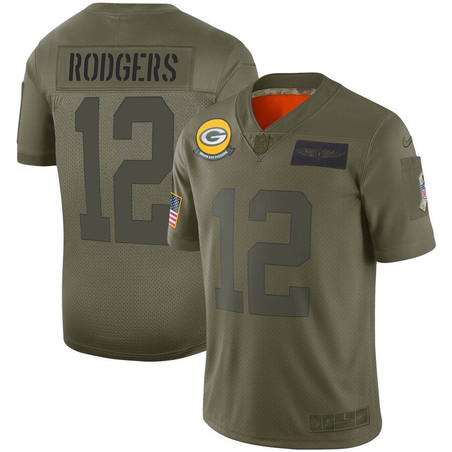 Aaron Rodgers Green Bay Packers Nike Youth 2019 Salute to Service Game Jersey - Olive | Fanatics