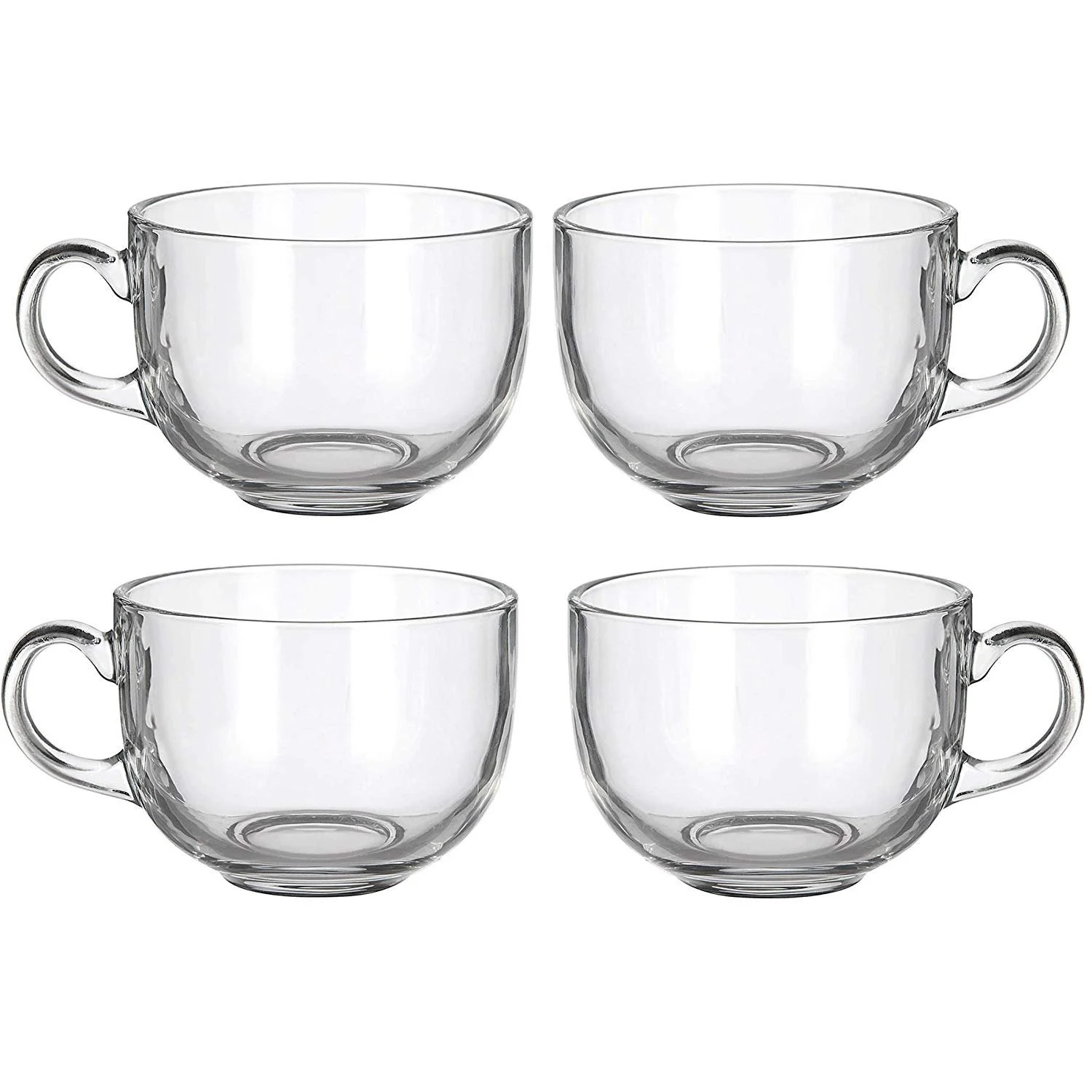 4 Pack Multipurpose Gourmet Coffee Tea Mugs 480 ML-Thick Clear Glass With Handle For Perfect Espr... | Walmart (US)