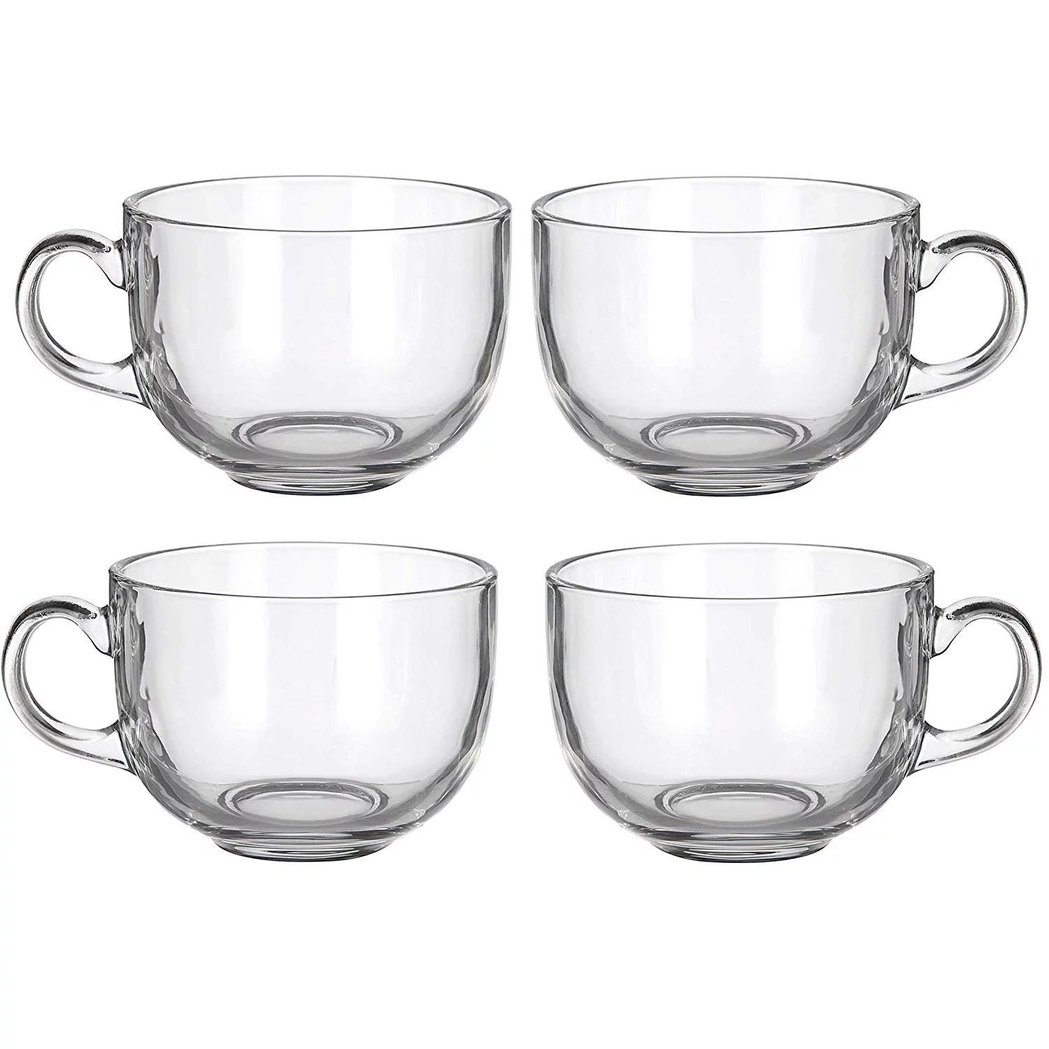 4 Pack Multipurpose Gourmet Coffee Tea Mugs 480 ML-Thick Clear Glass With Handle For Perfect Espr... | Walmart (US)