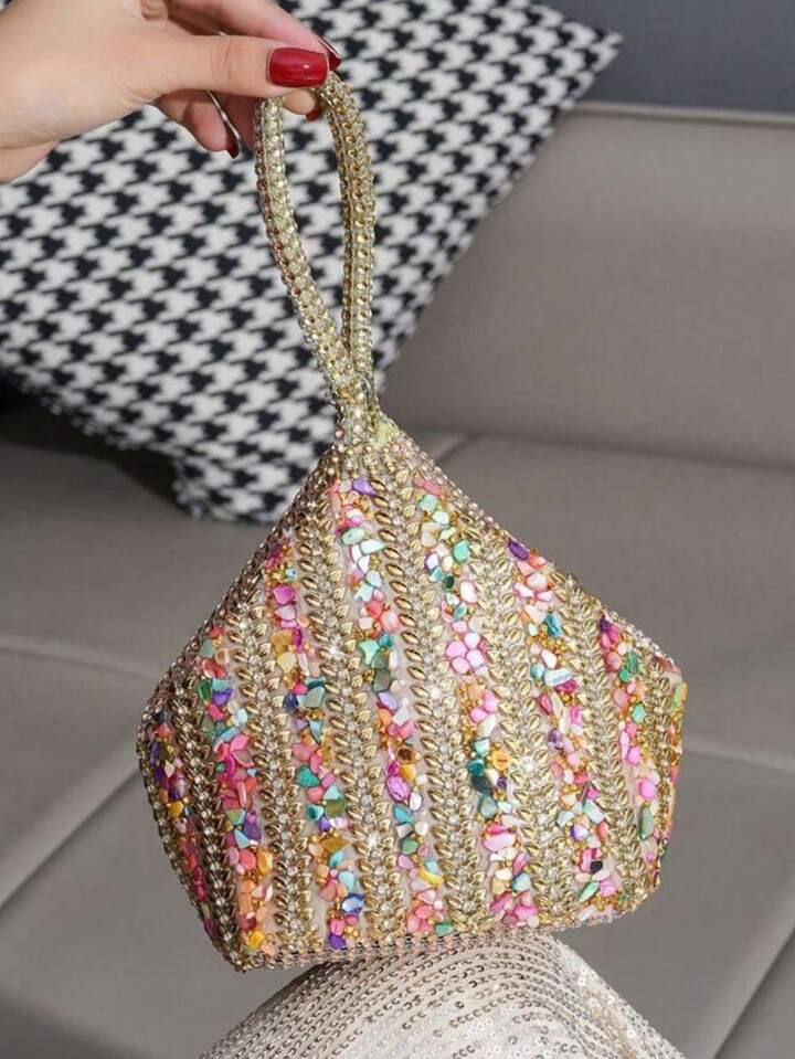 Glamorous Glitter Bling, Sequin, Luxury, Shiny Rhinestone Decor Lightweight Clutch Bag With Zipper, Handheld For Parties, Gatherings, Weddings Evening Bag, Dinner Bag For Party Girl, Woman, Bride Perfect For Party, Wedding, Prom, Dinner/Banquet | SHEIN