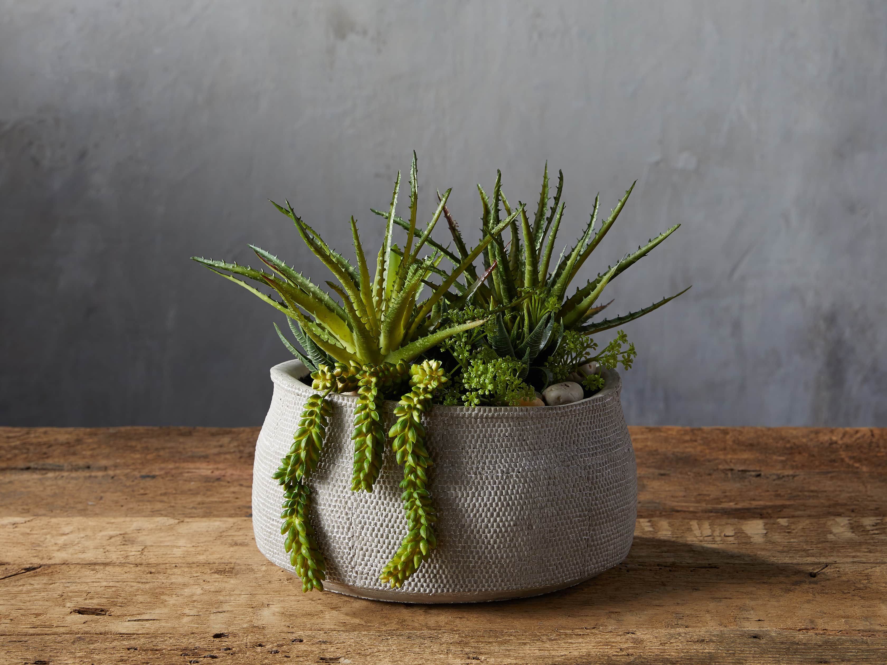 Basket-Texture Bowl with Faux Botanicals | Arhaus