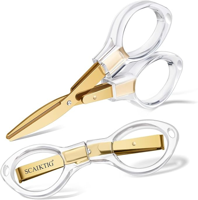SCAIKTIG 3.8” Folding Travel Scissors Set (2 Pcs), Safety Small Mini Foldable Scissors All Purp... | Amazon (US)