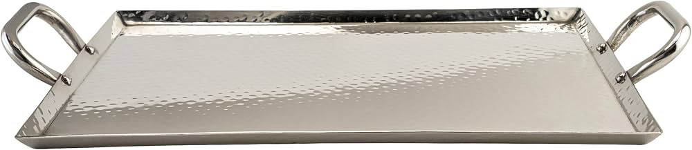 G.E.T. SSTPD-1612-MP Heavy-Duty Metal Serving/Ottoman Tray with Handles, 16" x 12", Mirror Polish... | Amazon (US)