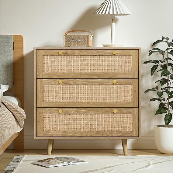Anmytek Dresser for Bedroom with 3 Drawers, Modern Wood 3 Drawer Dresser, Rustic Oak Chest of Dra... | Amazon (US)