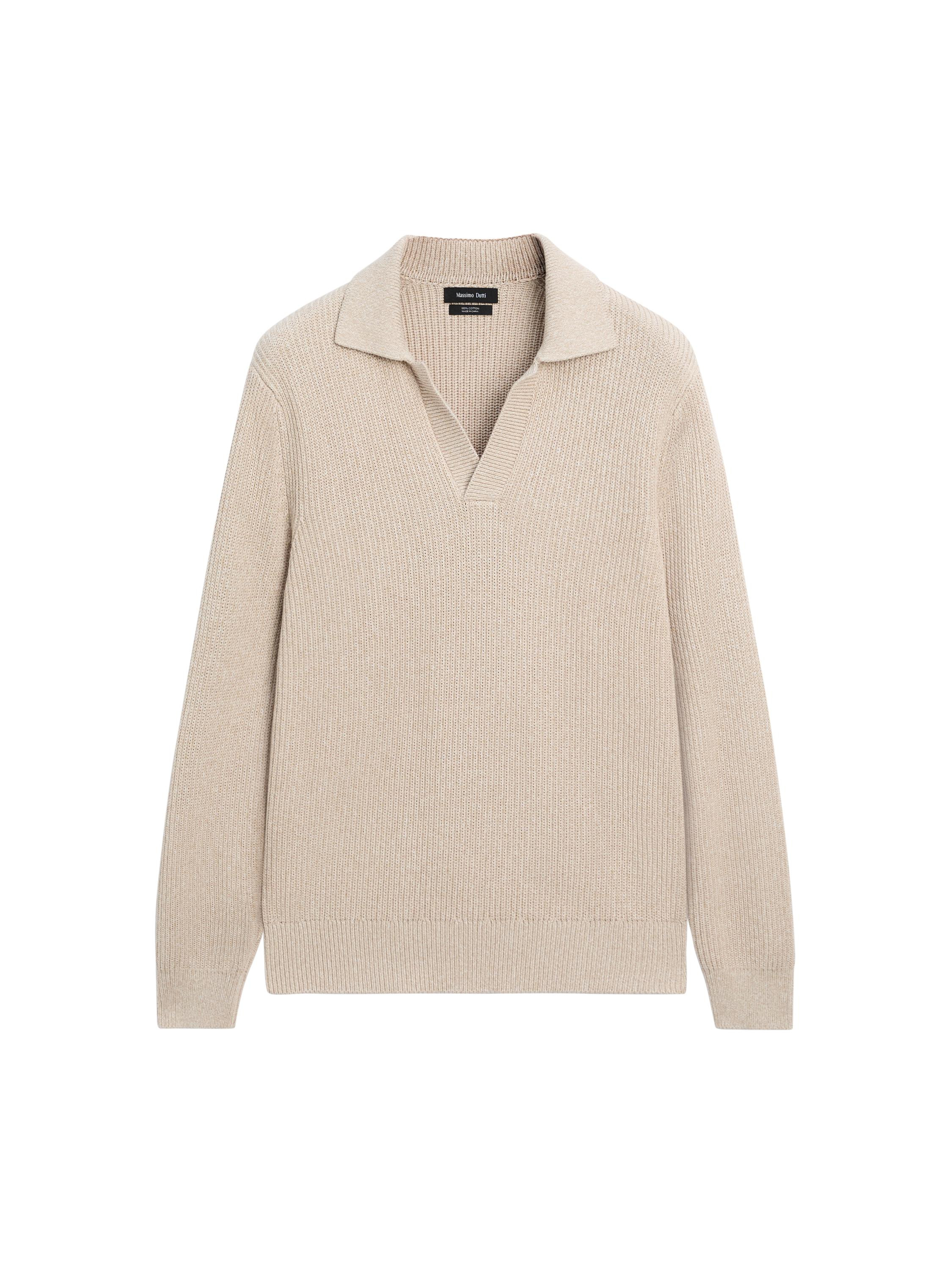 Cotton knit polo sweater | Massimo Dutti US