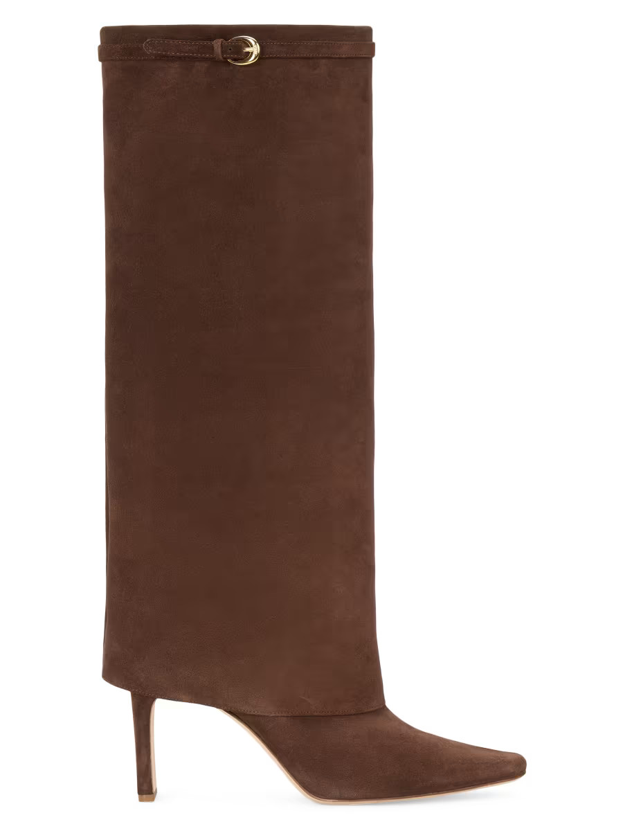 Staud Wally 90MM Suede Foldover Boots | Saks Fifth Avenue | Saks Fifth Avenue