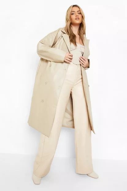 Faux Leather Trench Coat | Boohoo.com (UK & IE)