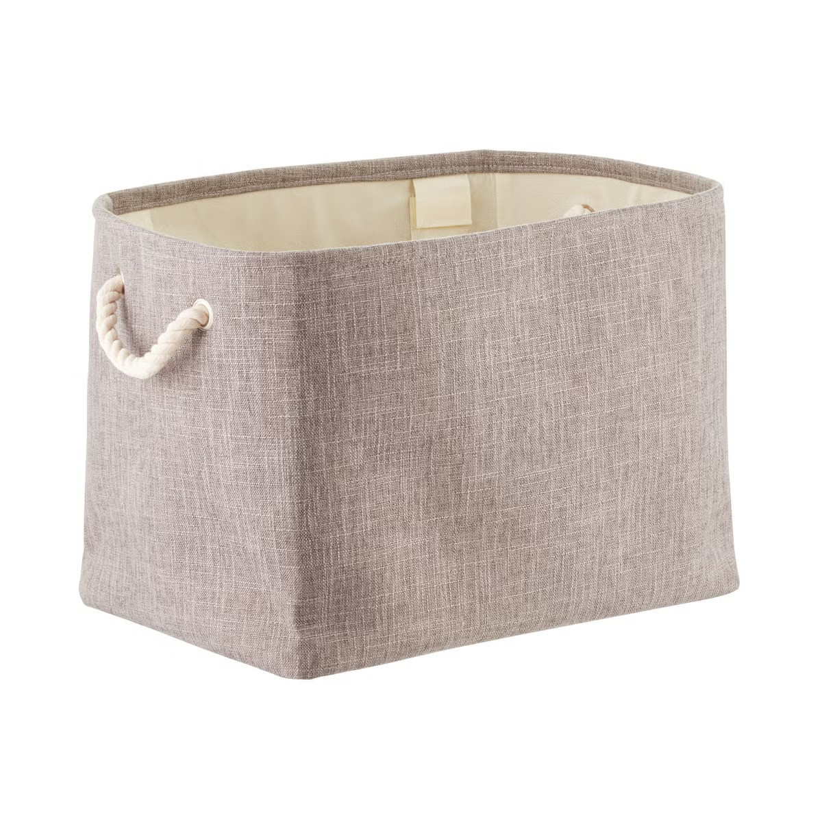 Fabric Storage Bin with Rope Handles Grey | The Container Store