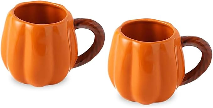 2 Pcs Ceramic Pumpkin Mug 13 Oz Coffee Mug Tea Cup, Holiday Decorations | Amazon (US)