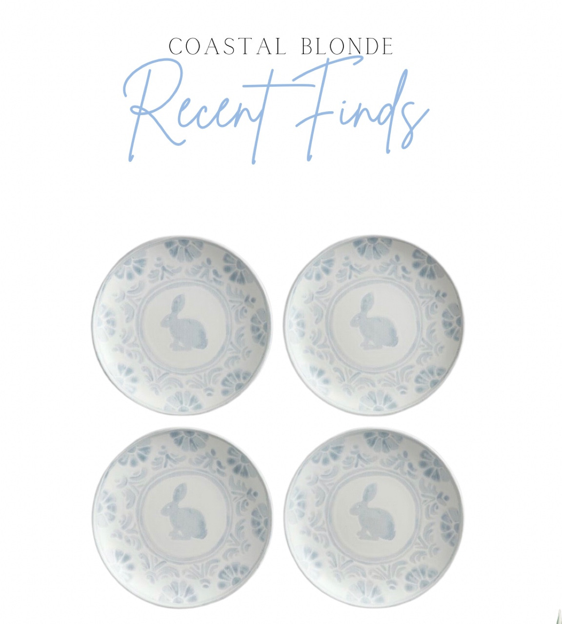EASTER BUNNY BLUE AND WHITE DINING PLATE SET FOR SPRING 

#LTKSeasonal #LTKhome #LTKunder100