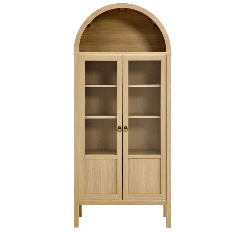 Modway Tessa Wood Tall Storage Display Cabinet with Rounded Arched Top in Oak | Walmart (US)
