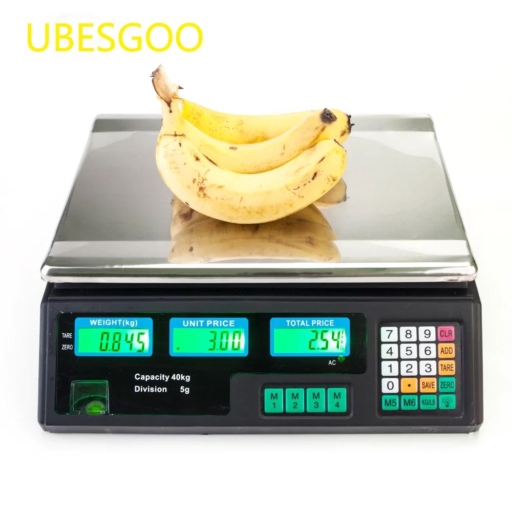 UBesGoo Electronic Digital Price Computing Scale Food Vegetable Shop Weight 40KG black | Walmart (US)