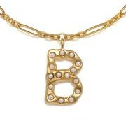 "B" Pearl Initial Talisman Necklace | Sequin