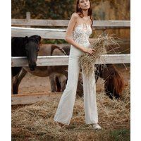 Wedding Jumpsuit Bride-Heavy Beaded Jumpsuit, Bridal Jumpsuit, Jumpsuit Dresses With Detachable Trai | Etsy (US)
