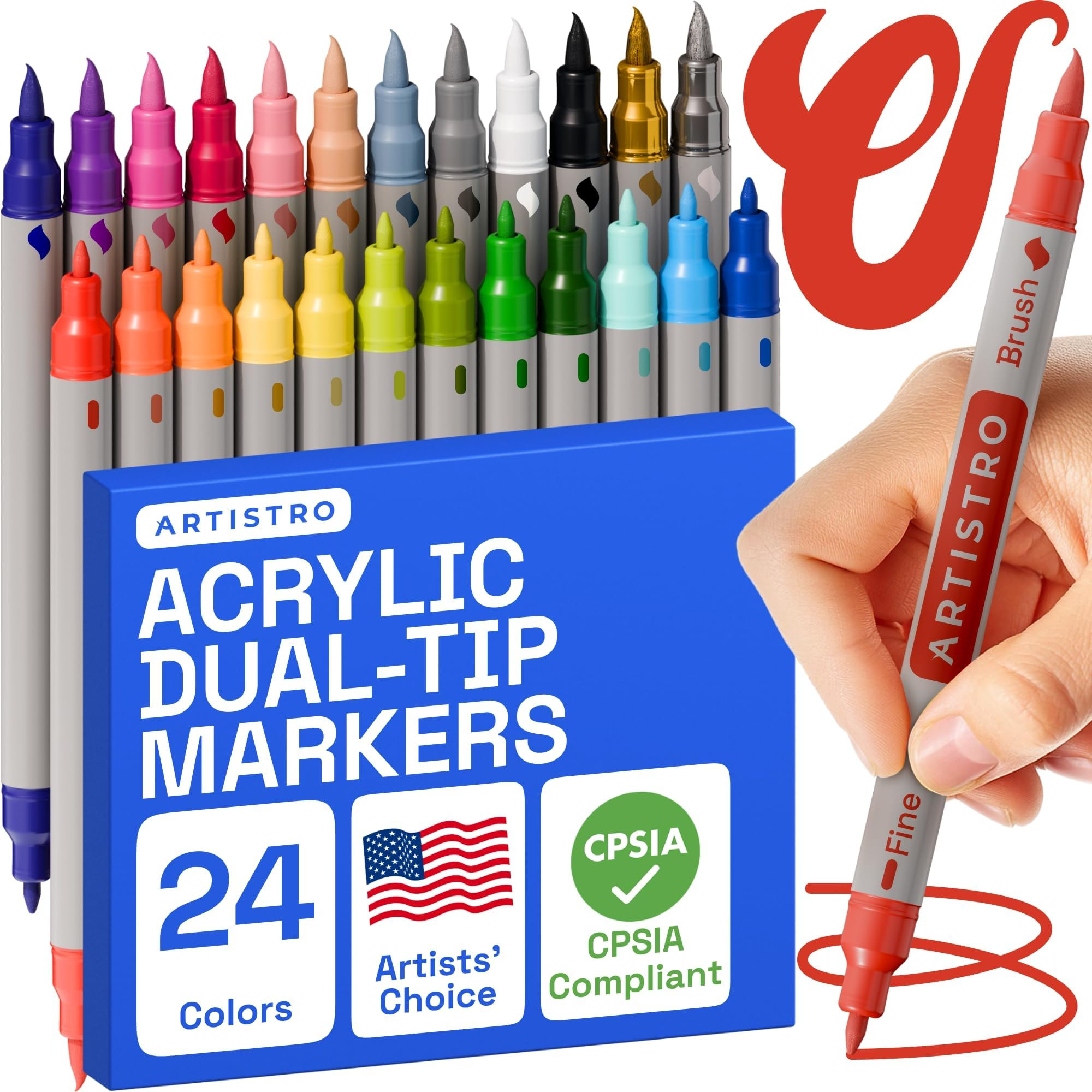 ARTISTRO 24 Dual Tip Acrylic Paint Markers - Art Painting Kit Easy for All Ages & Levels Acrylic ... | Amazon (US)