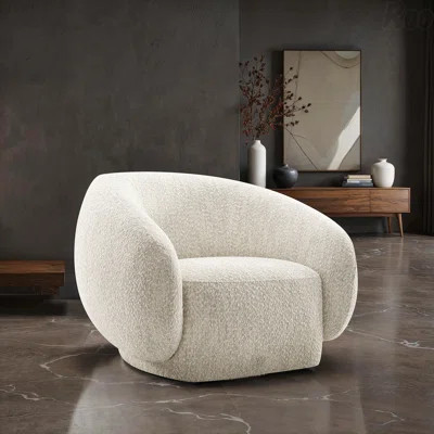 Contemporary Style 1Pc Perfect For Modern Lounges Swivel Accent Chair Boucle Upholstered In Fabric 360 Degree Swivel Base Armrest Slope Curved High De | Wayfair North America