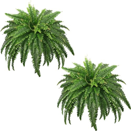 FOREST PRINCE 45" Fake Ferns, Realistic Large Artificial Bush Plants, 2 Artificial Boston Ferns with 59 Fronds for Outdoors Planter Indoor Home Garden Porch Decor | Amazon (US)