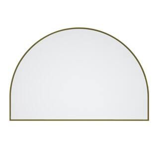 60 in. W x 40 in. H Framed Arched Bathroom Vanity Mirror in Satin Brass | The Home Depot