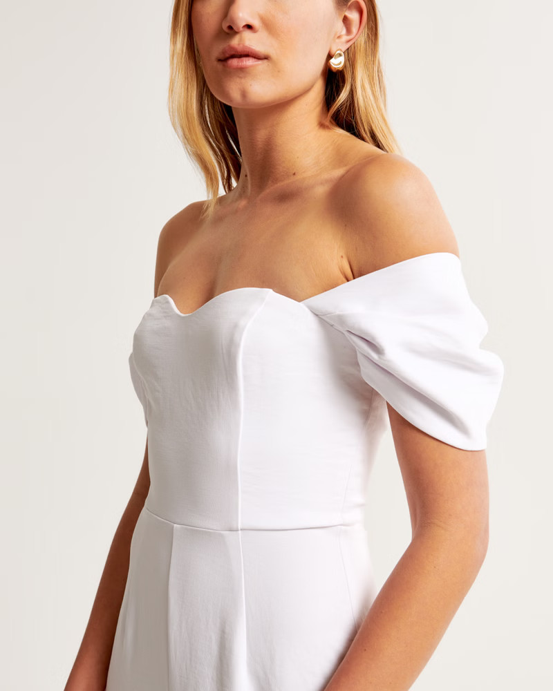 Women's Off-The-Shoulder Premium Crepe Jumpsuit | Women's The A&F Wedding Shop | Abercrombie.com | Abercrombie & Fitch (US)