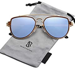 SOJOS Retro Polarized Double Bridge Sunglasses for Men Women Mirrored Lens SJ1051 | Amazon (US)