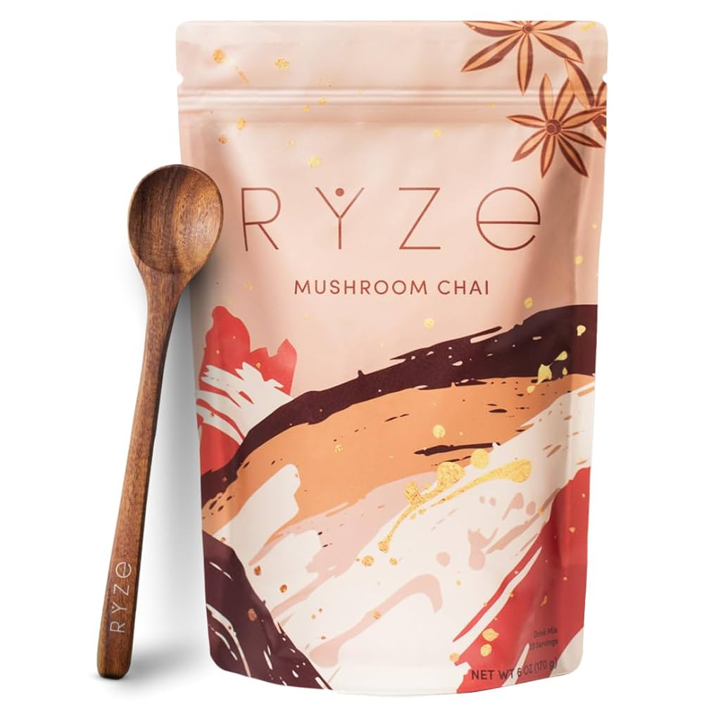 RYZE SUPERFOODS Mushroom Chai with 6 Organic Adaptogenic Mushrooms for Better Energy, Focus, Dige... | Amazon (US)