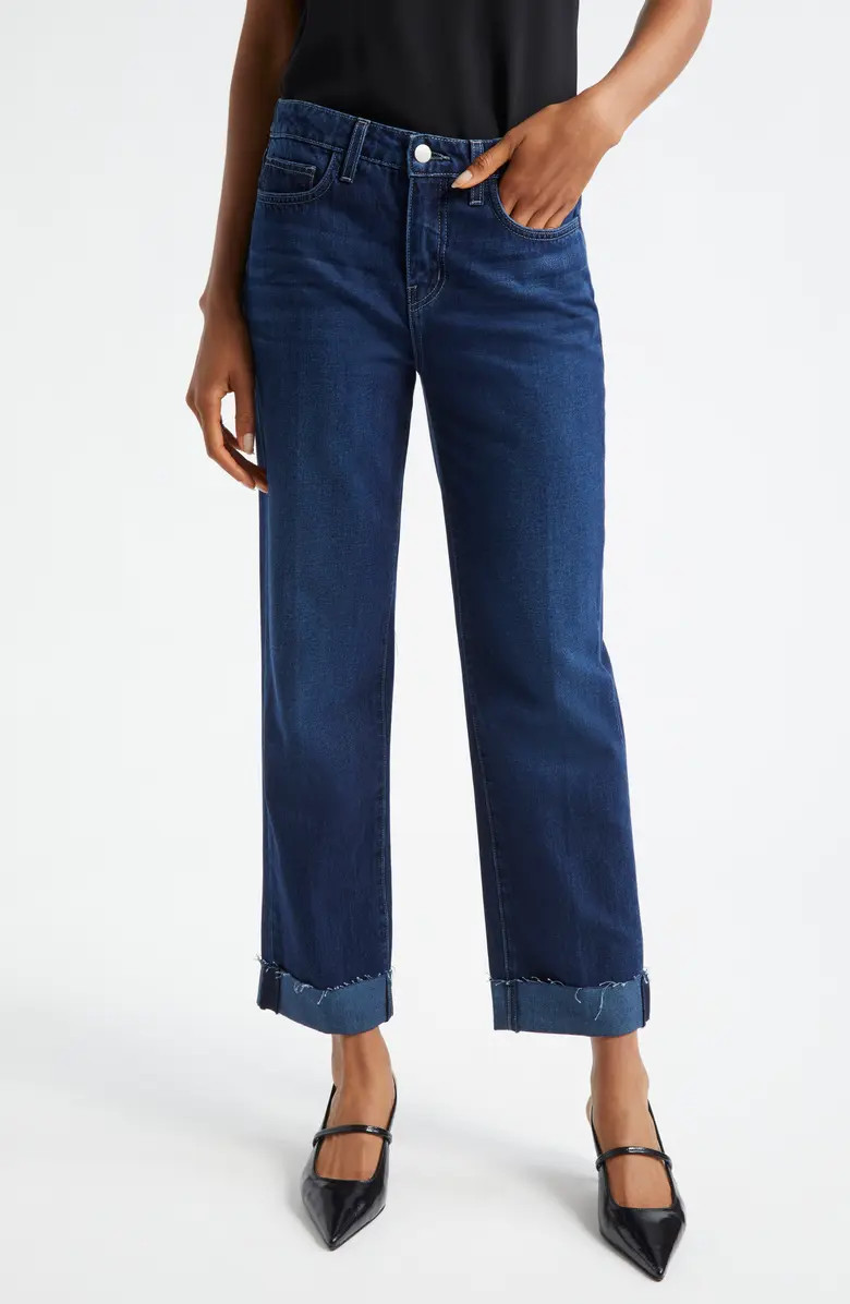 L'AGENCE Maribel High Waist Cuff Straight Leg Jeans | Nordstromrack | Nordstrom Rack