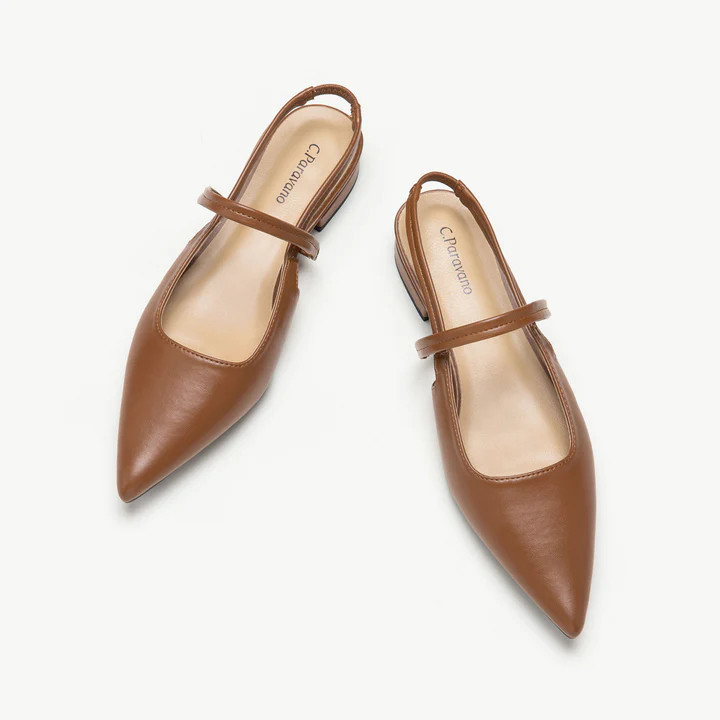 Sleek Pointed Toe Slingback Flats | C.Paravano | cparavano