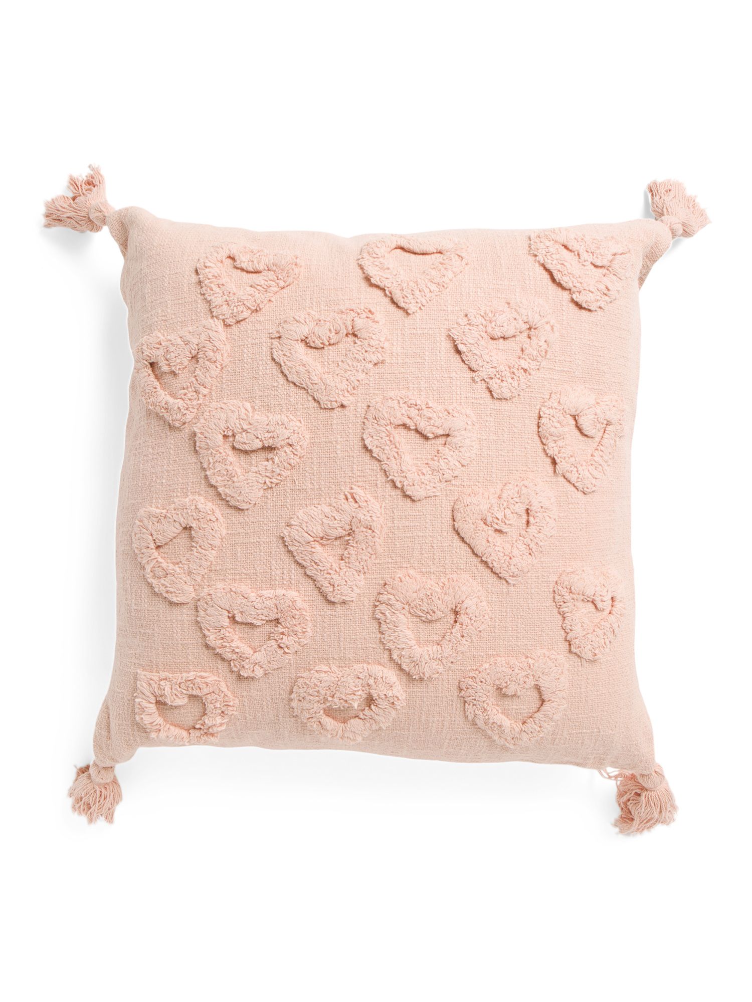 20x20 Tufted Hearts Pillow With Tassels | TJ Maxx