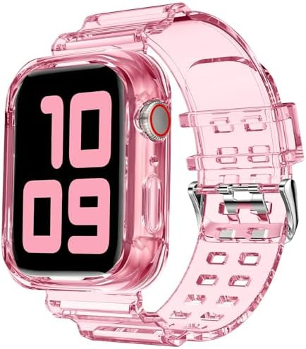 DABAOZA Compatible for Clear Apple Watch Band with Bumper Case 49mm 46mm 45mm 44mm 42mm 41mm 40mm... | Amazon (US)