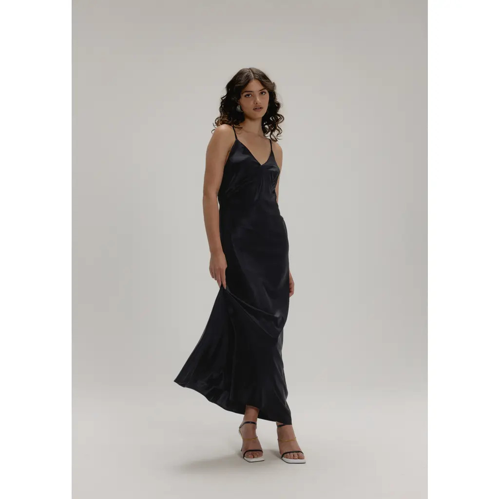 Alas 100 Silk Slip Maxi Dress in Black at Nordstrom, Size Large | Nordstrom