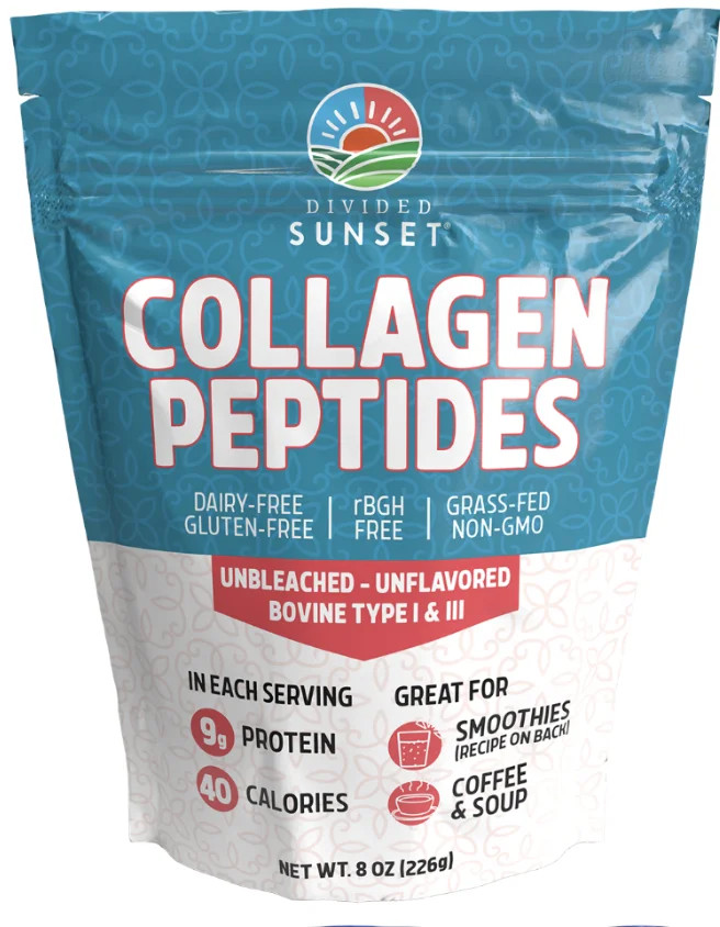 Divided Sunset Collagen Peptides Powder Mix, Unflavored - Unbleached, 8 oz | Walmart (US)